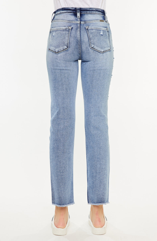 Kancan Sadie High Rise Straight Leg Jeans In Medium Wash