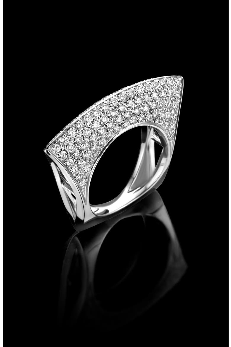 Lotus Diamond Ring, Alternate, color, WHITE GOLD
