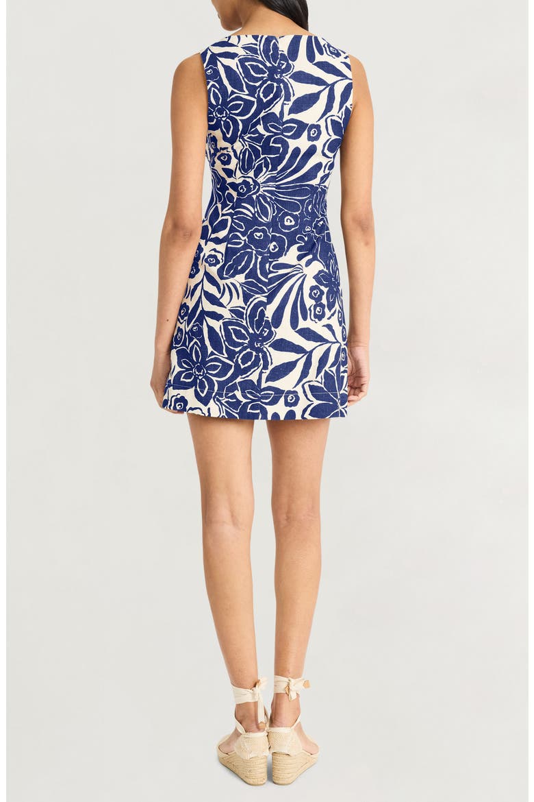 Floral Sleeveless Linen Blend Minidress, Alternate, color, SOFT WHITE/ NAVY