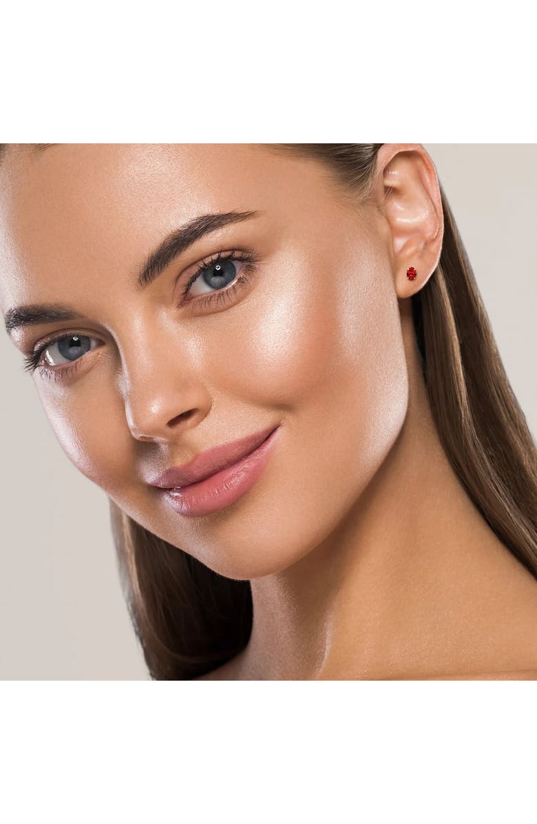 A&M 14K Gold Green CZ Oval Stud Earrings, Alternate, color, Red