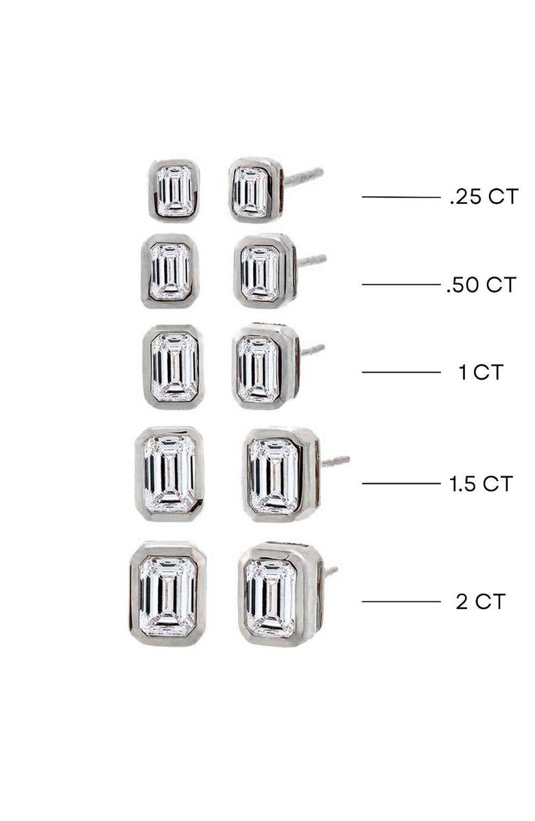 BY ADINA EDEN Lab Grown Diamond Emerald Bezel Stud Earring 14K, Alternate, color, 14K White Gold - 1 Carat