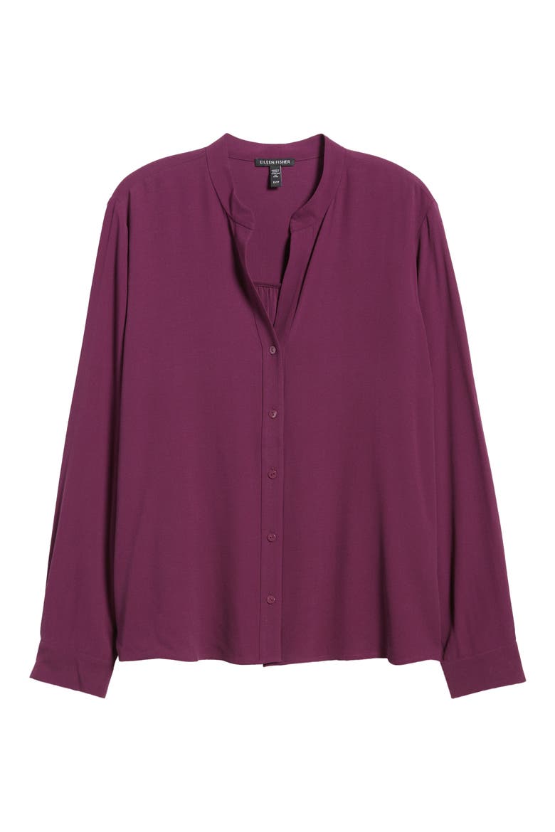 Long Sleeve Silk Blouse, Alternate, color, SWEET PLUM