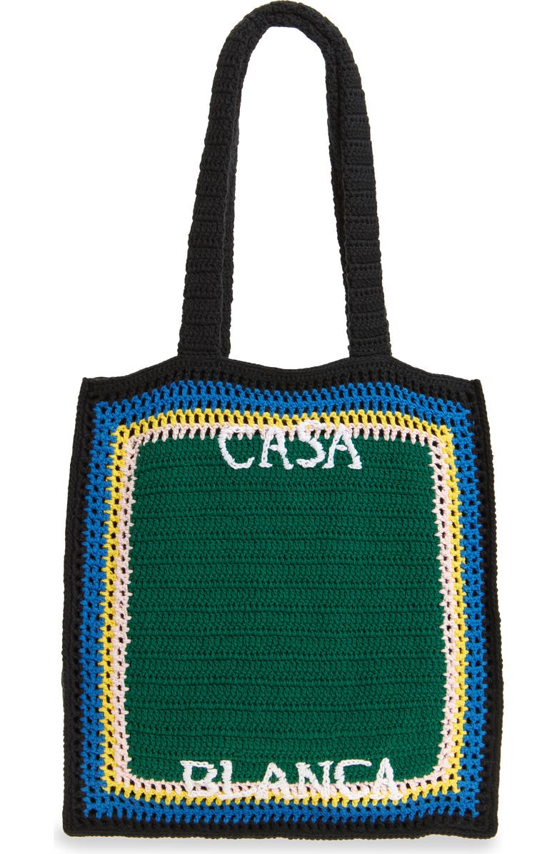 Casablanca Crochet Tennis Bag Tote, Main, color, Green