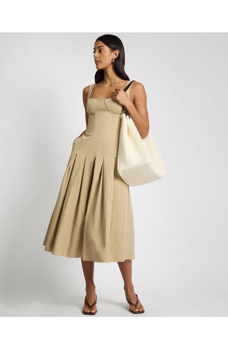 Onia Sweetheart Pleated Dress, Alternate, color, Jute