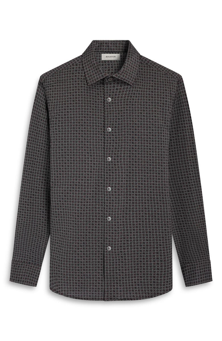 Bugatchi OoohCotton<sup>®</sup> Jules Floral Twill Button-Down Shirt, Alternate, color, Mahogany