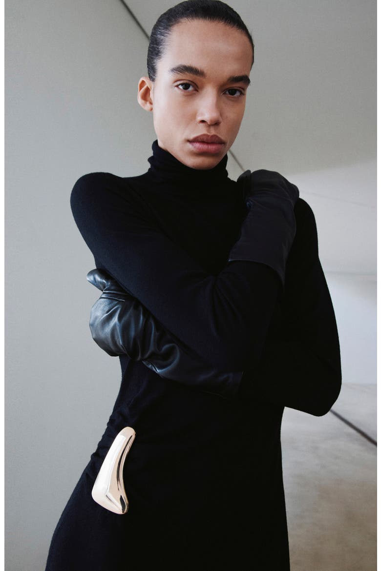 Turtleneck Long Sleeve Knit Dress, Alternate, color, BLACK