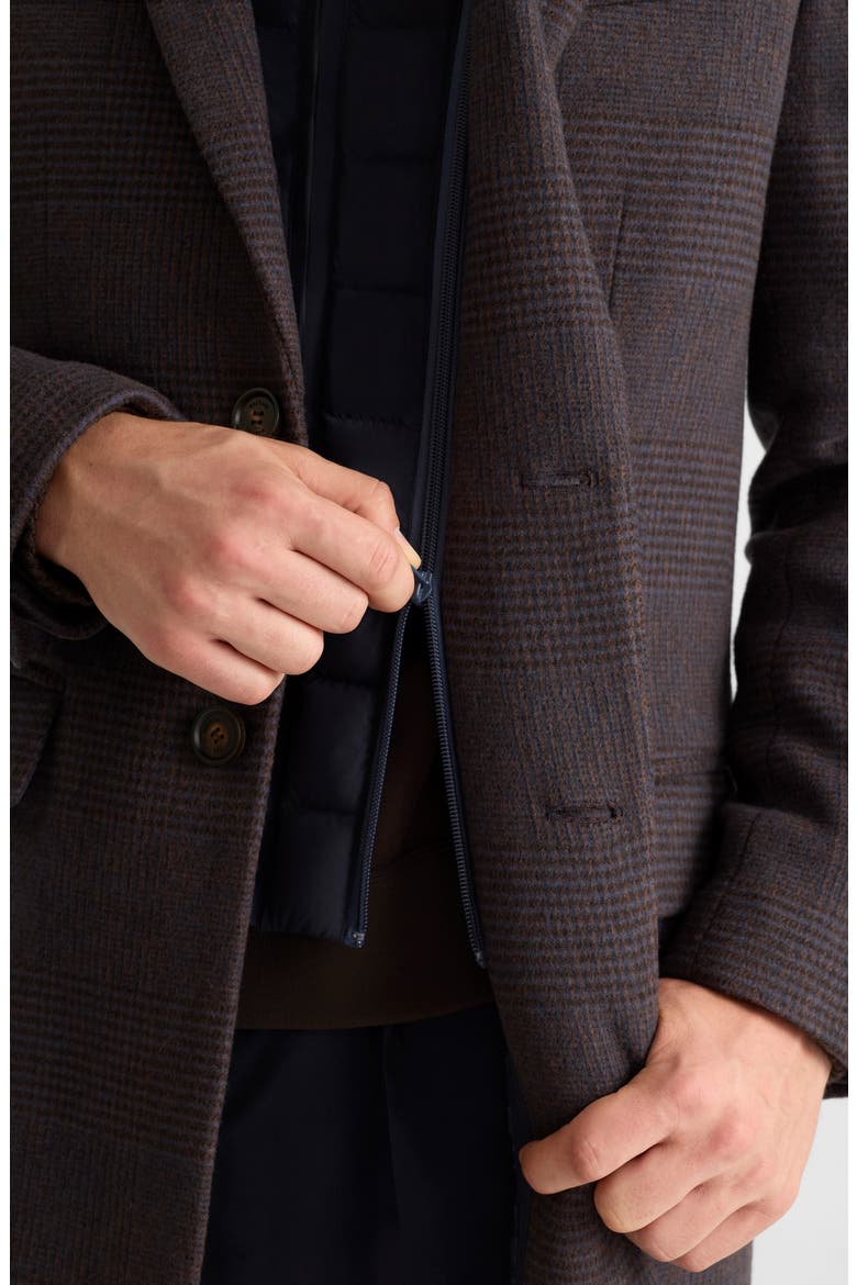 Skai Wool Blend Coat with Removable Down Bib, Alternate, color, NAVY-COFFEE