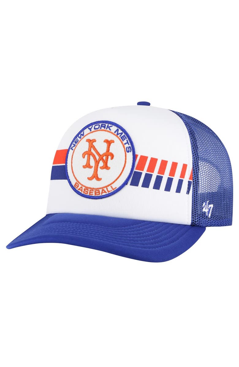 '47 Men's '47 White/Royal New York Mets Cooperstown Collection Wax Pack Express Trucker Adjustable Hat, Main, color, Royal