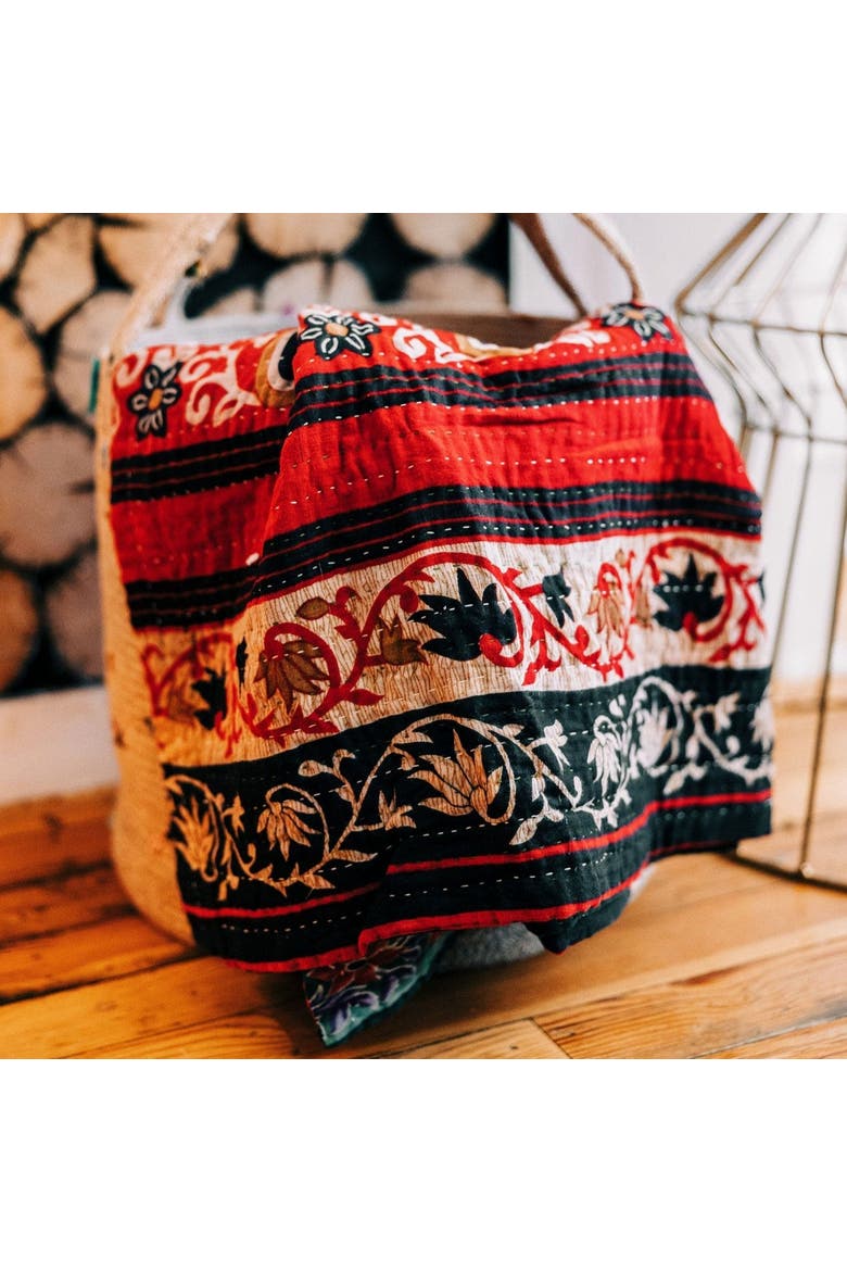 Sacred Sari Throw, Alternate, color, Red