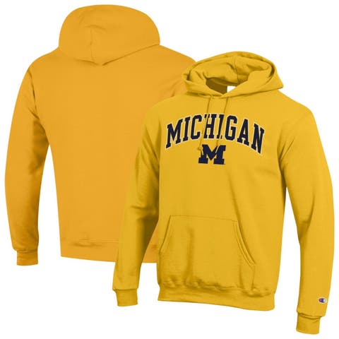 Men's Champion  Maize Michigan Wolverines Arch Over Logo Pullover Hoodie
