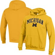 Champion Men's Champion  Maize Michigan Wolverines Arch Over Logo Pullover Hoodie