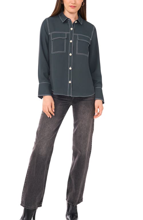 Vince Camuto Topstitch Utility Button-up Shirt In Multi