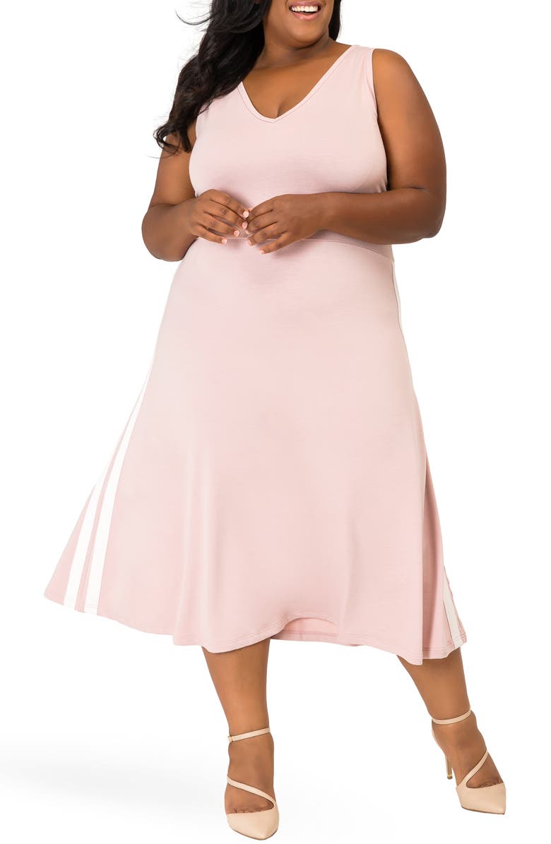 Poetic Justice Rina Side Stripe Fit and Flare Dress, Main, color, 