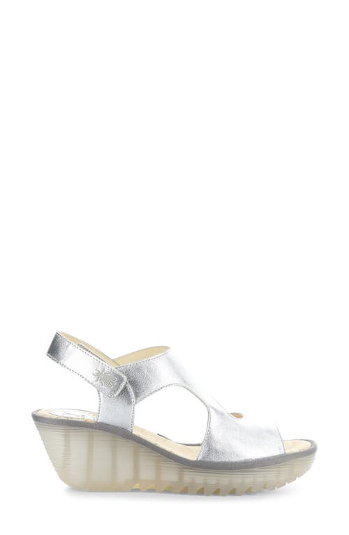 Fly London Yox Slingback Platform Wedge Sandal In Silver