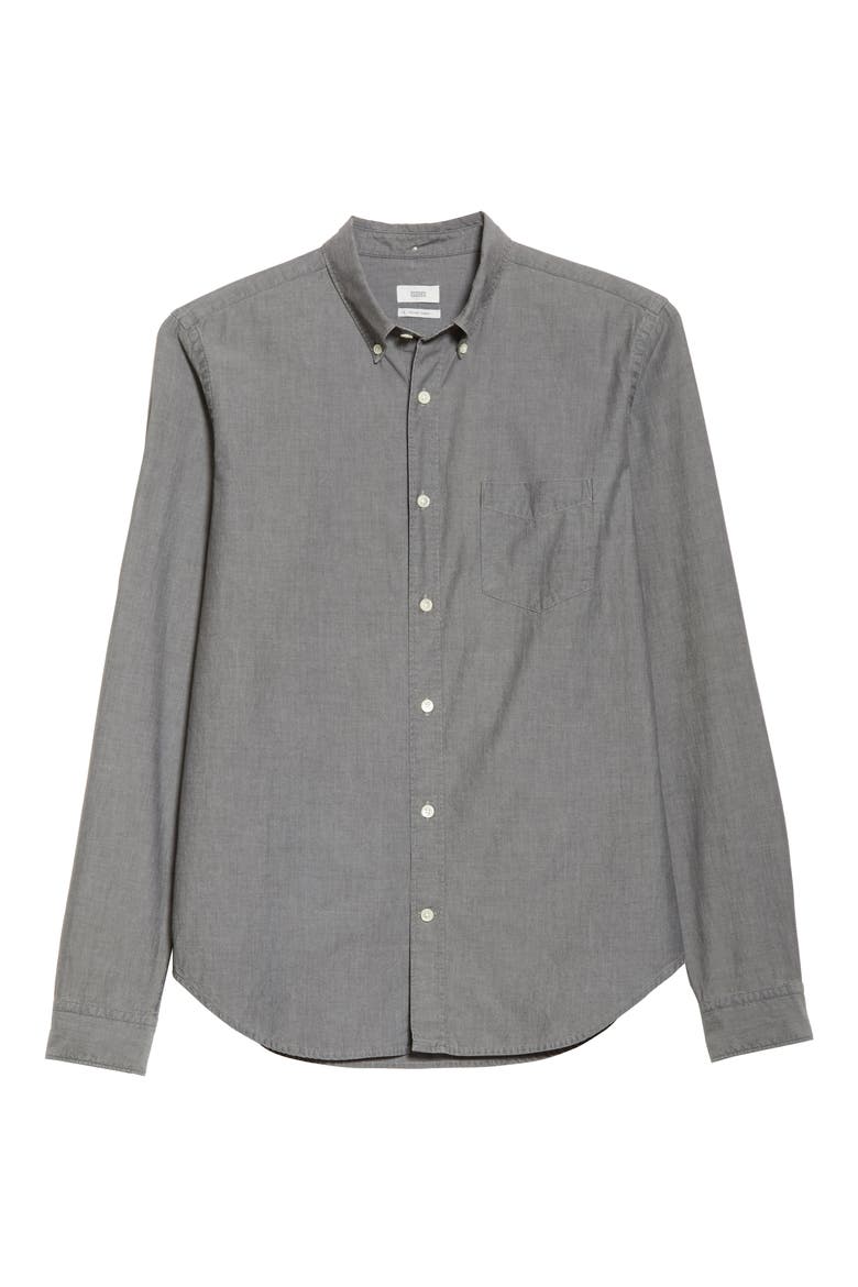 Chambray Button-Down Shirt, Alternate, color, CEMENT