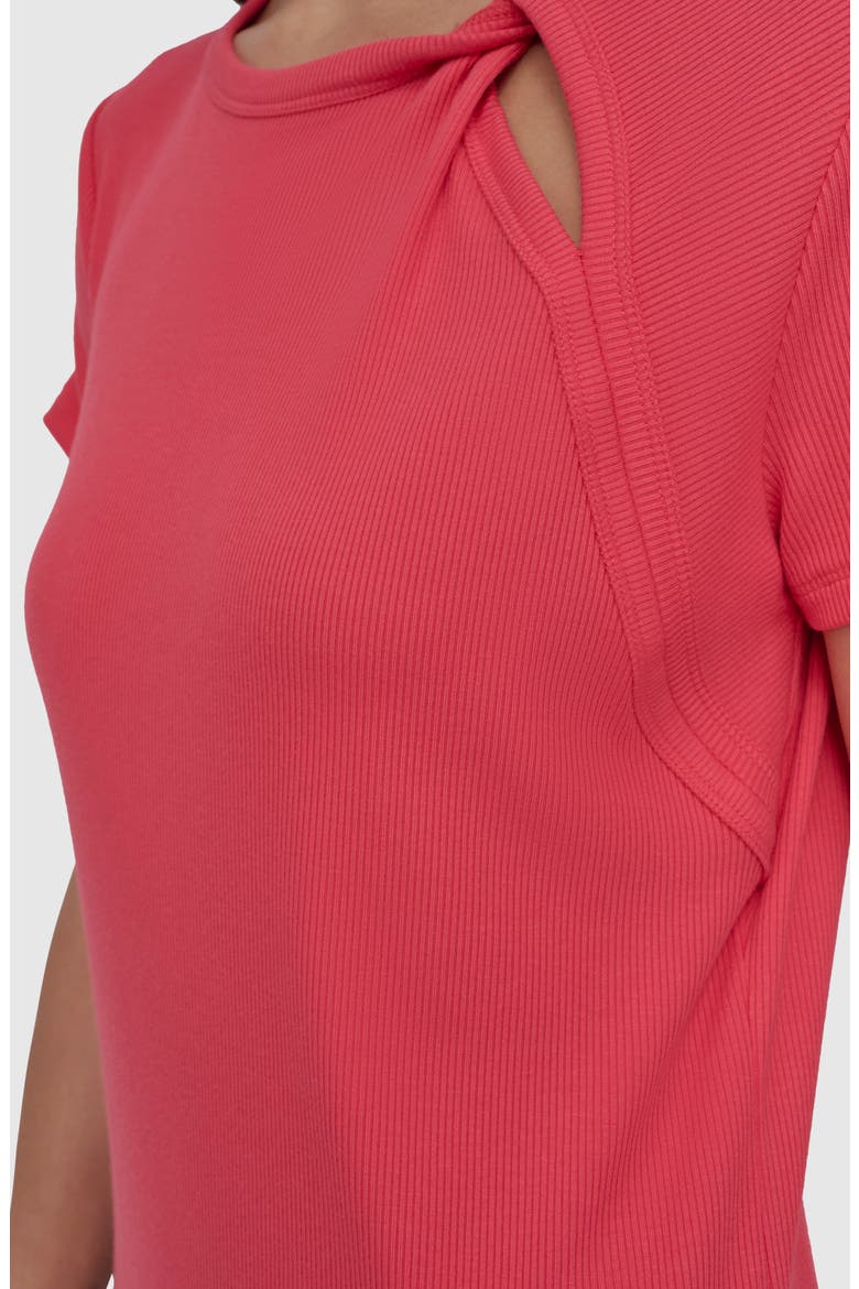 Twist Neck Rib T-Shirt, Alternate, color, WATERMLN S