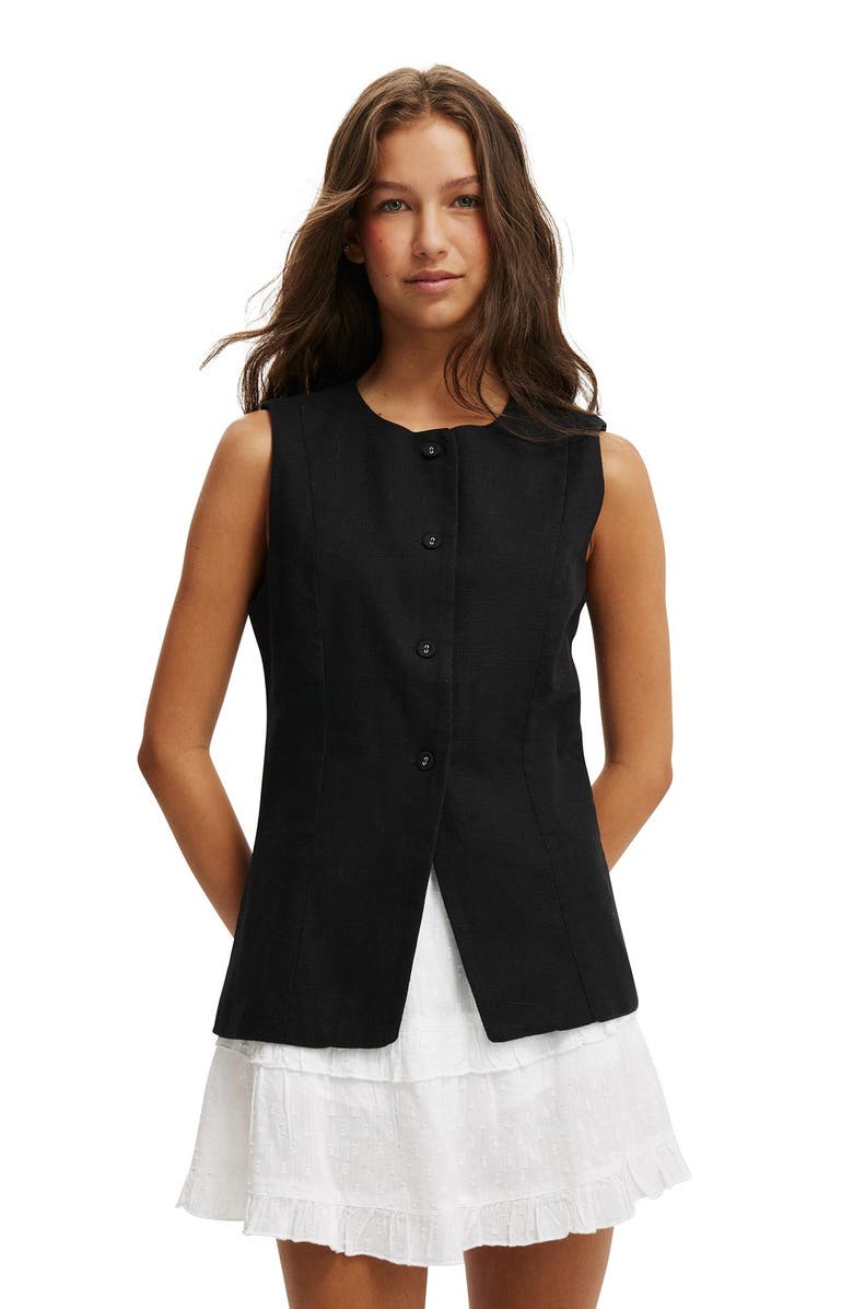 Cotton On Women's Sienna Linen Cotton Vest, Main, color,