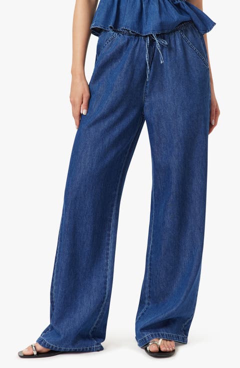 Drawstring Waist Wide Leg Jeans (Laguna)
