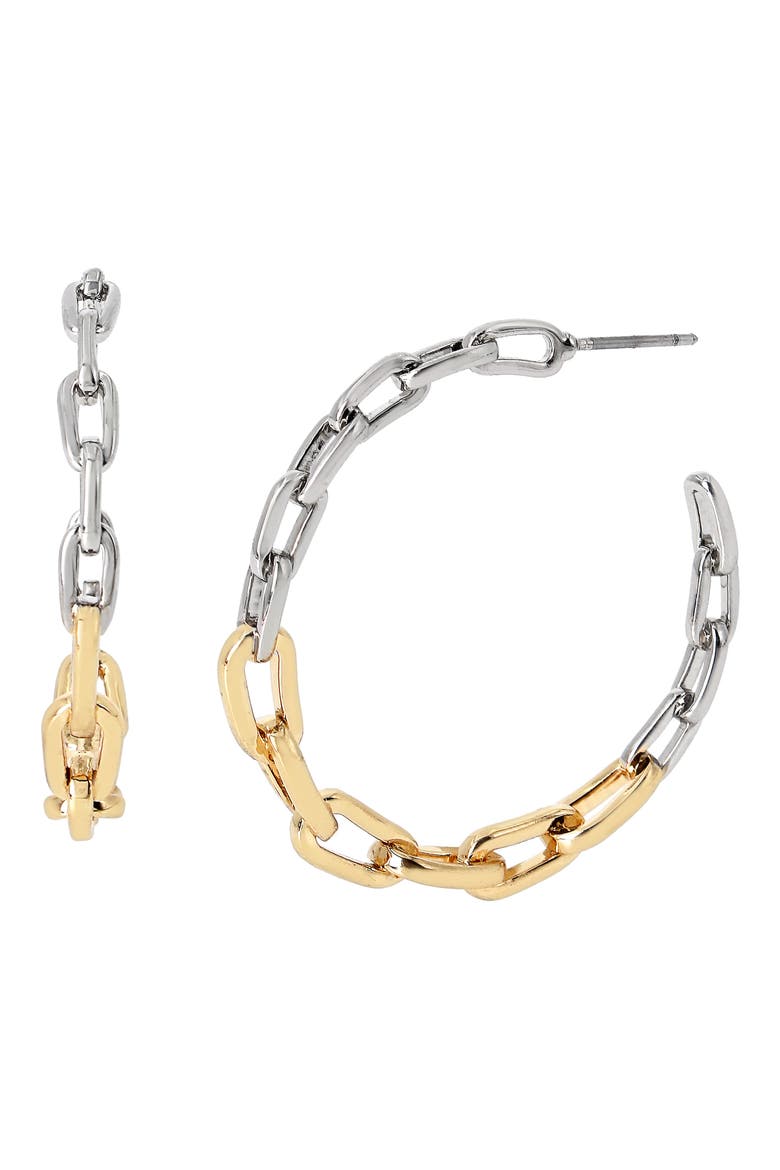 Frozen Chain Hoop Earrings, Main, color, TWOTONE