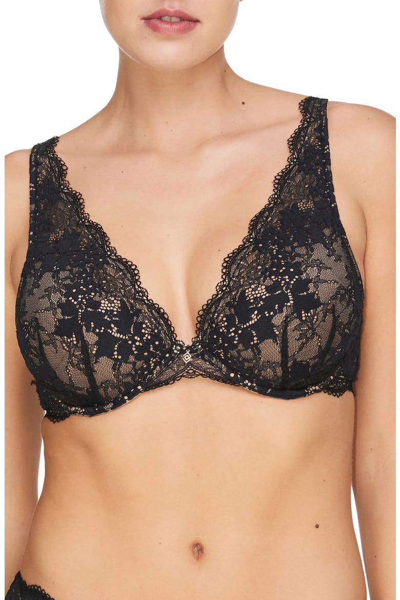 All Day Lace Uplift Plunge Underwire Bra, Main, color, BLACK