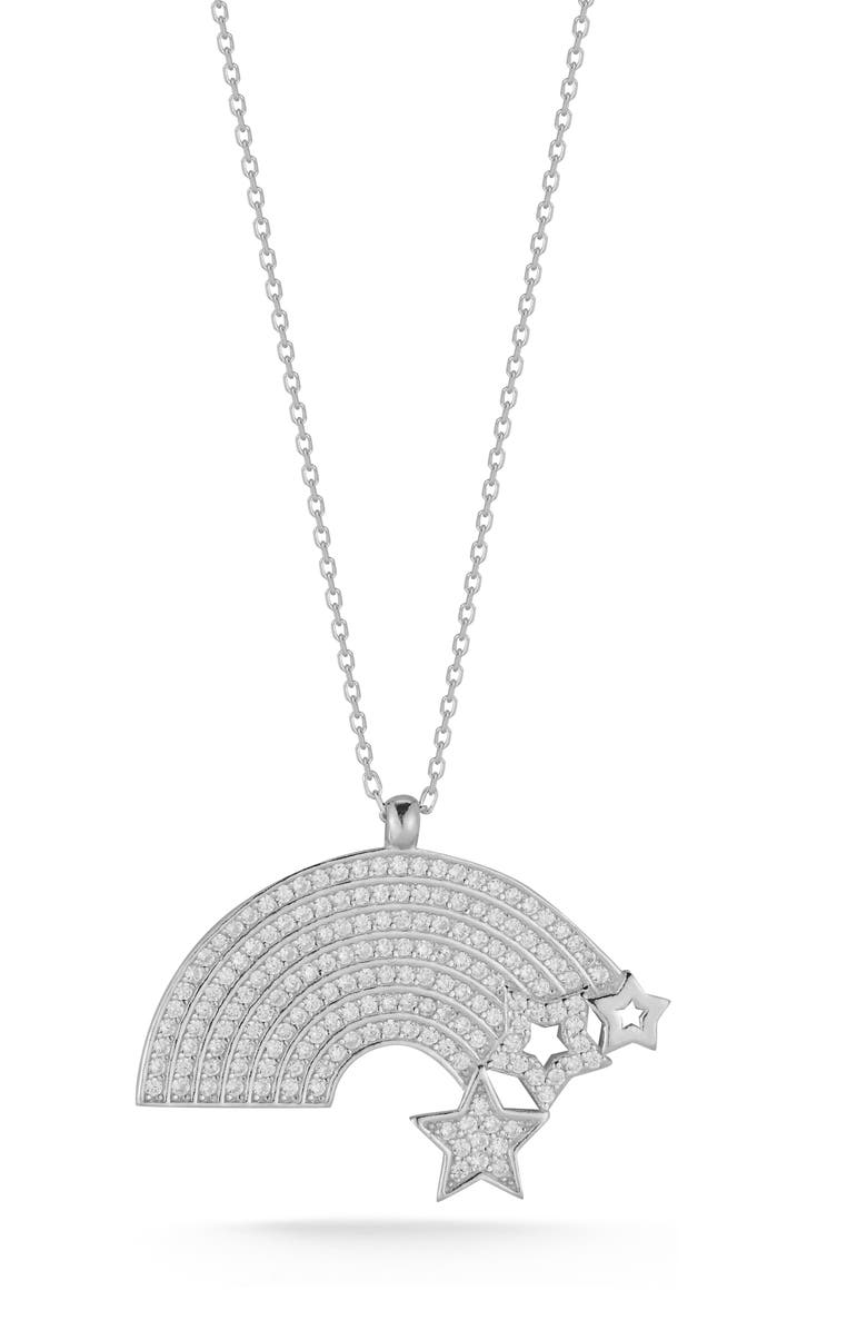 SPHERA MILANO CZ Pavé Rainbow Pendant Necklace, Main, color, Silver