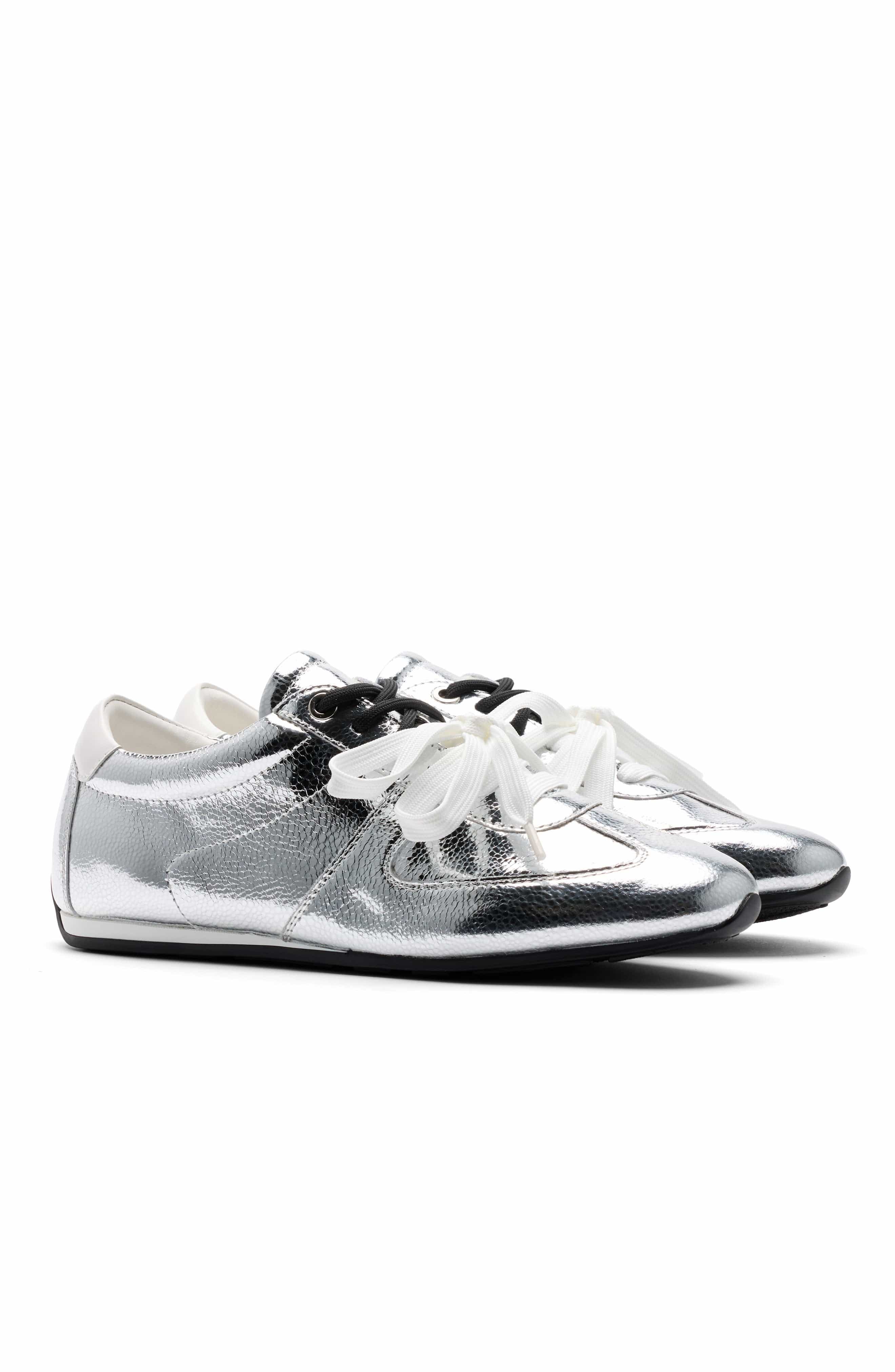 MARC NOLAN Colette Lace-Up Sneakers, Alternate, color, Silver Metallic
