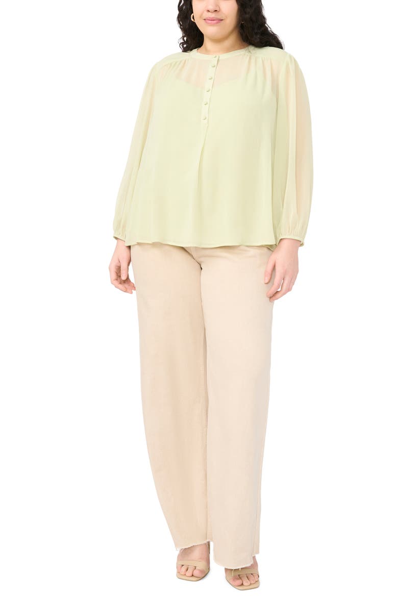 Shirred Yoke Crinkle Chiffon Top, Alternate, color, LILY GREEN