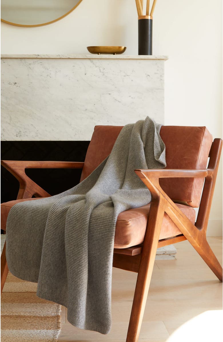 Italic Ribbed Cashmere Throw Blanket, Alternate, color,
