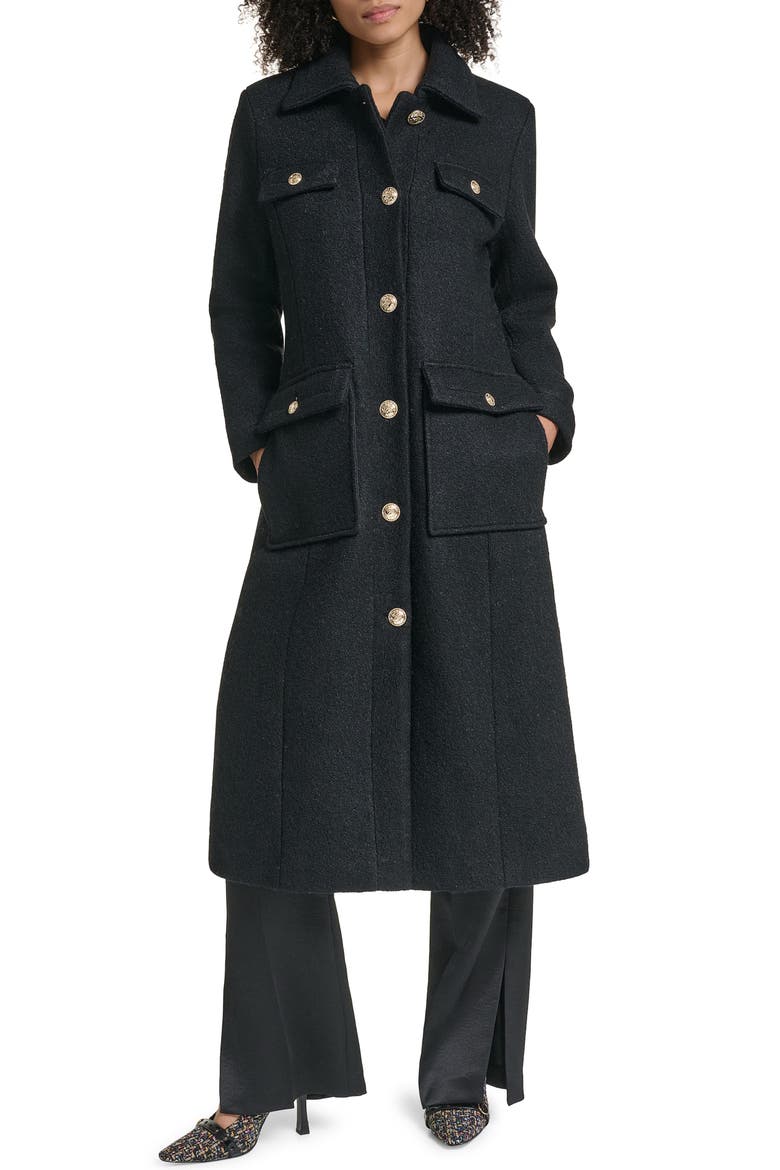 Boiled Wool Blend Coat, Main, color, BLACK