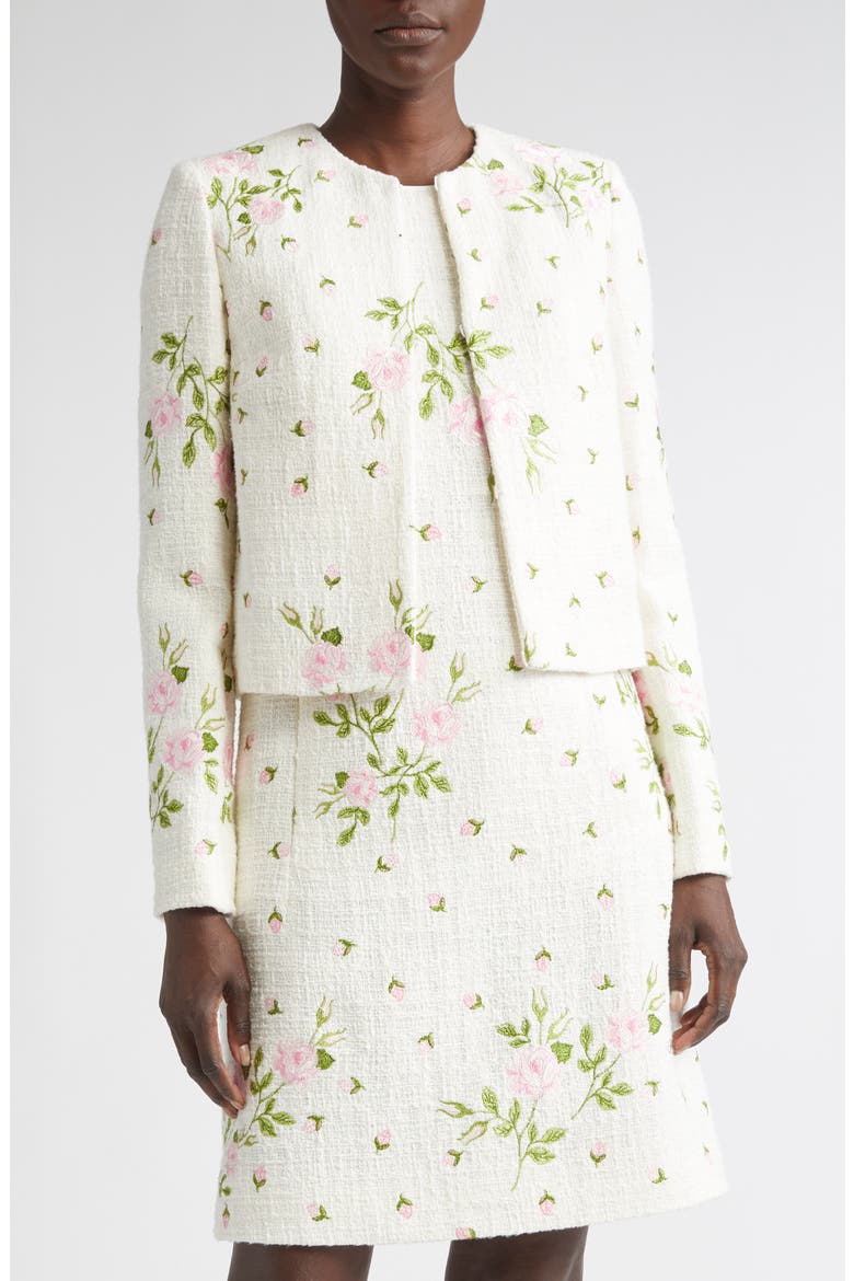 Rose Embroidered Cotton Blend Jacket (Nordstrom Exclusive), Alternate, color, TRIANON ROSES BOUCLE