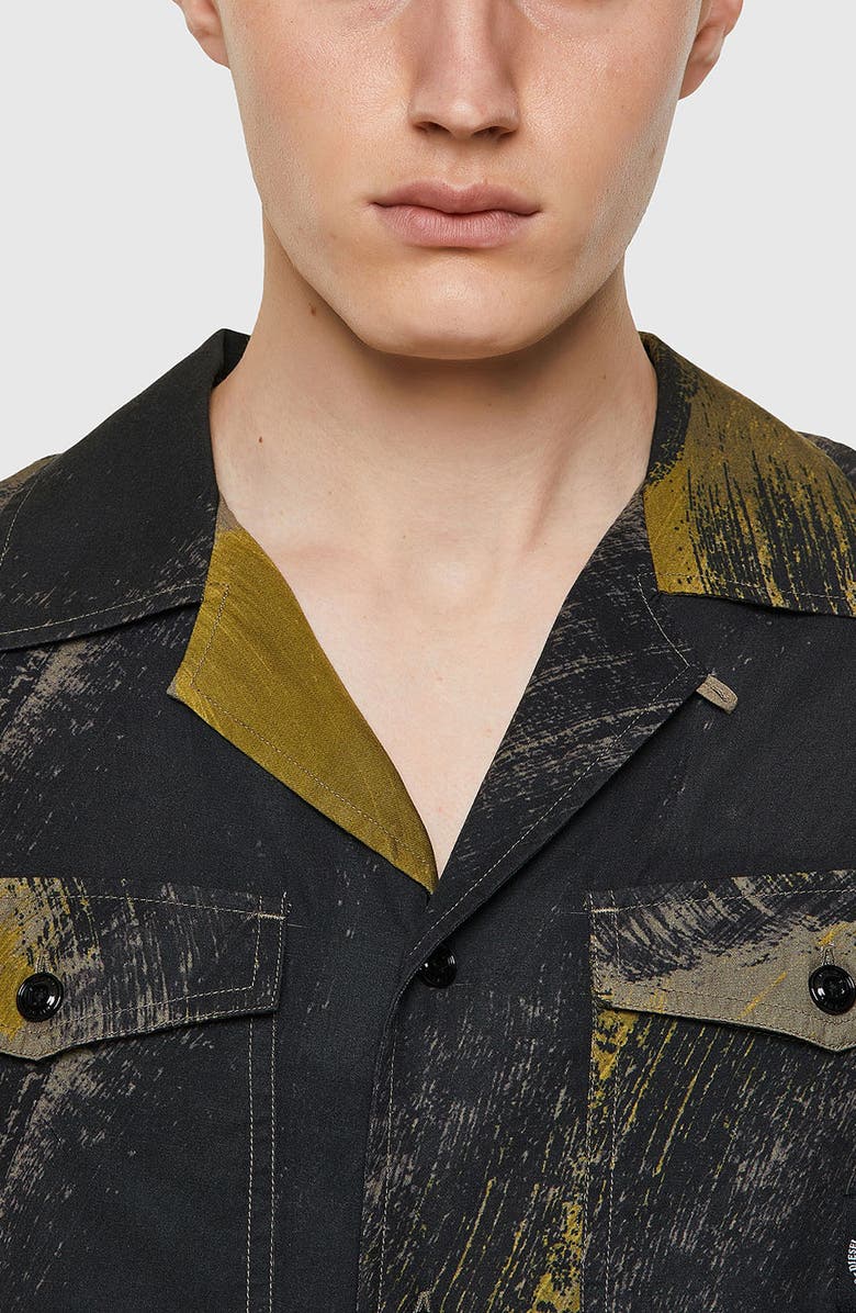 DIESEL<sup>®</sup> S-WOLF-ALL Brushstroke Short Sleeve Button-Up Shirt, Alternate, color, 