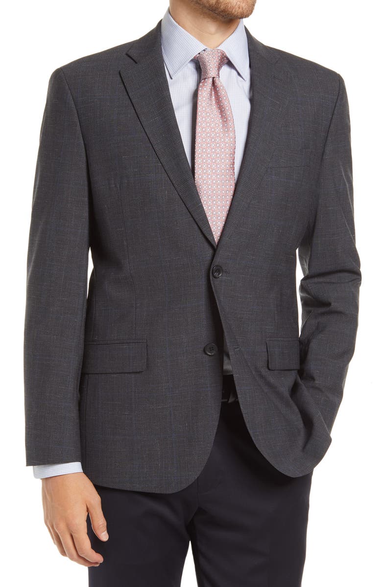 Nordstrom Trim Fit Glen Plaid Slub Wool Blend Sport Coat, Main, color, 