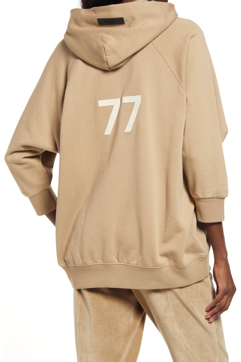 French Terry Three-Quarter Sleeve Hoodie, Alternate, color, OAK
