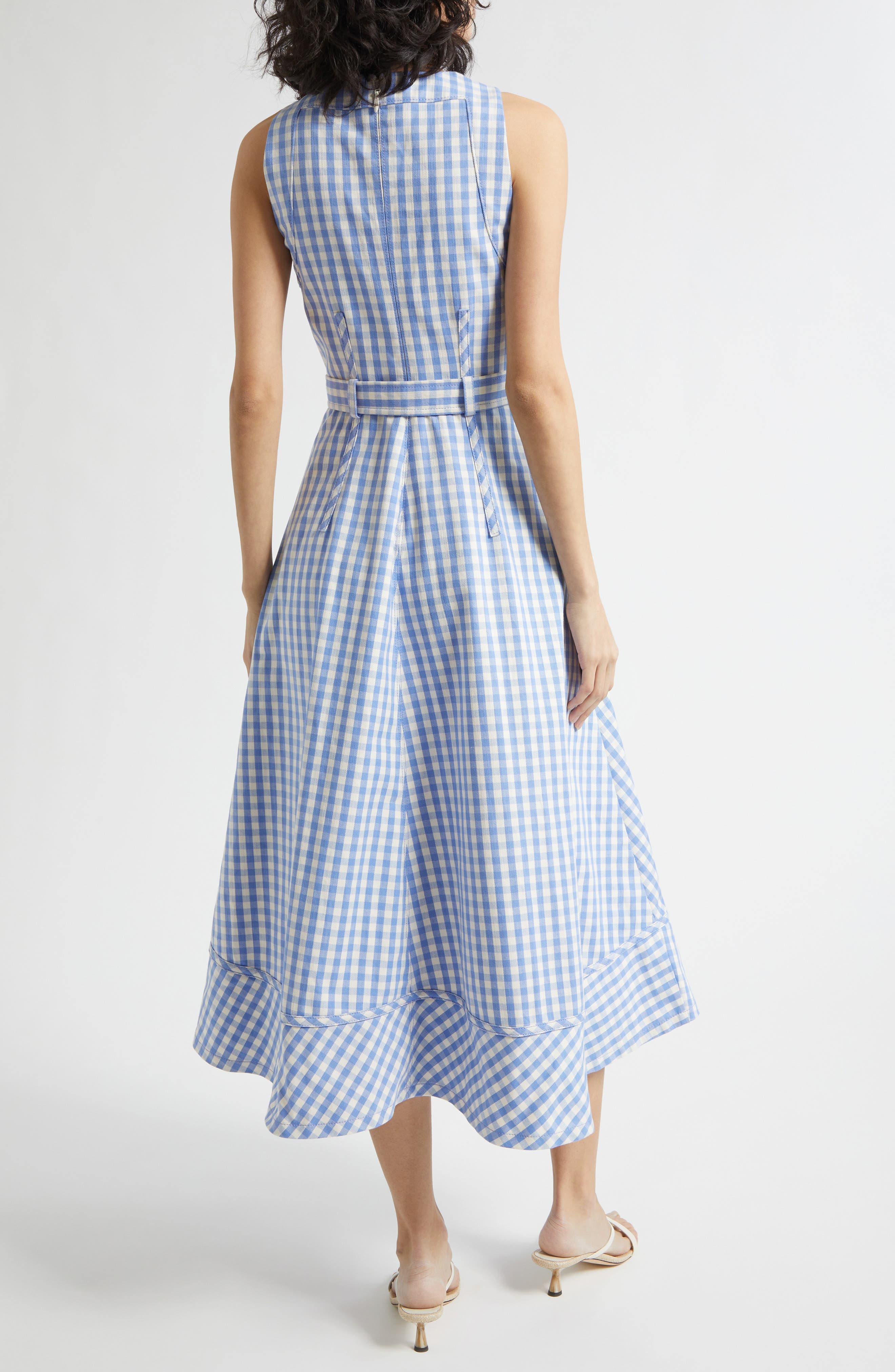 Cinq à Sept Zelda Gingham Belted Denim Midi Dress (Women) | Nordstrom