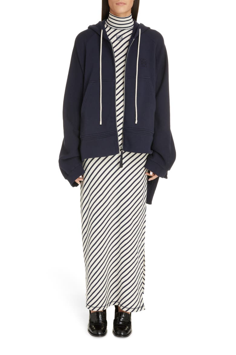 Stripe Long Sleeve Cotton Jersey Maxi Dress, Alternate, color, NAVY/ WHITE