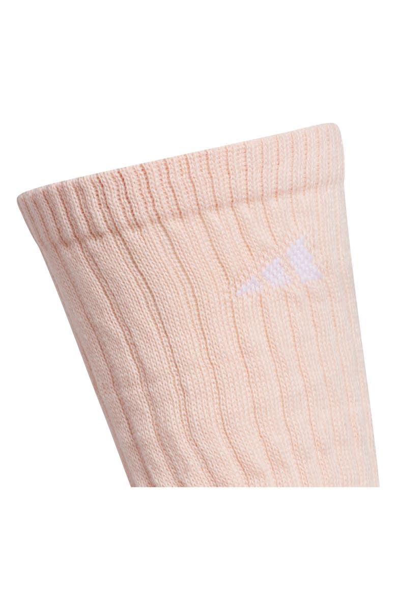 adidas Scrunch Athletic 3-Pack Crew Socks, Alternate, color, Blush Pink/ White/ Beige