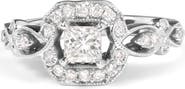 Haus of Brilliance 14K White Gold Diamond 3/4 Cttw Diamond Halo Style and Woven Shank Engagement Ring