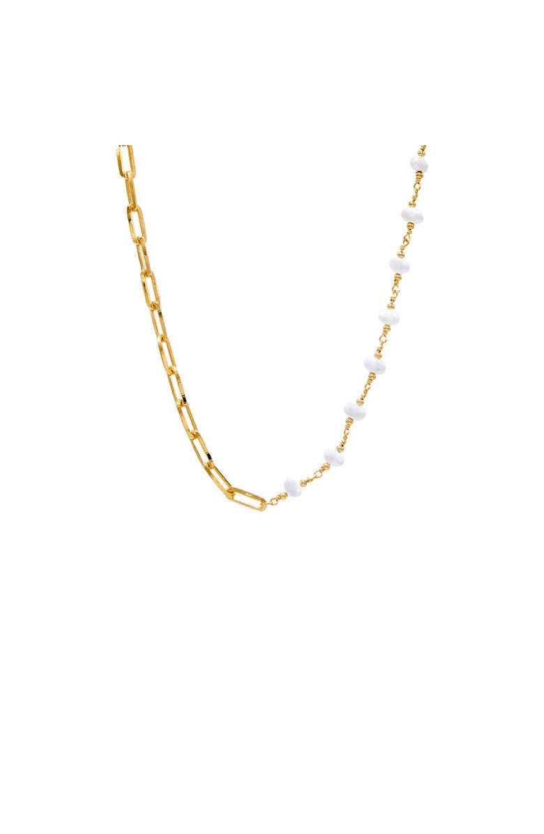 BY ADINA EDEN Pearl X Paperclip Chunky Chain Necklace, Main, color, 