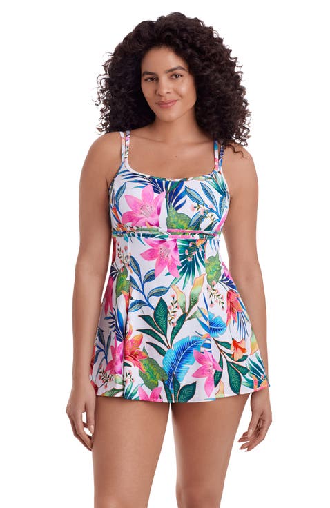 Empire Princess Seam Long Torso Swim Dress