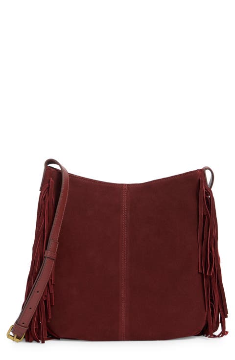 Bran Nyra Suede Fringe Crossbody Bag