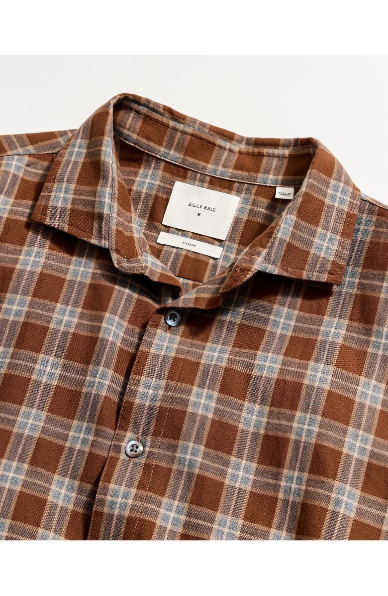 Billy Reid Standard Fit Windowpane Check Cotton Flannel Button-Up Shirt, Alternate, color, Brown Multi