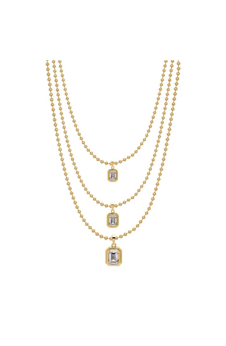 BY ADINA EDEN Lab Grown Diamond Emerald Bezel Ball Link Necklace 14K, Alternate, color, 14K Gold - 3 Carat