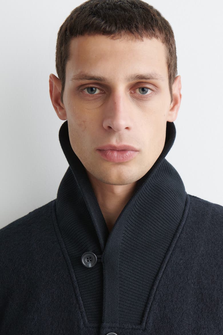 Boiled Wool Shawl-collar Jacket, Alternate, color, NAVY