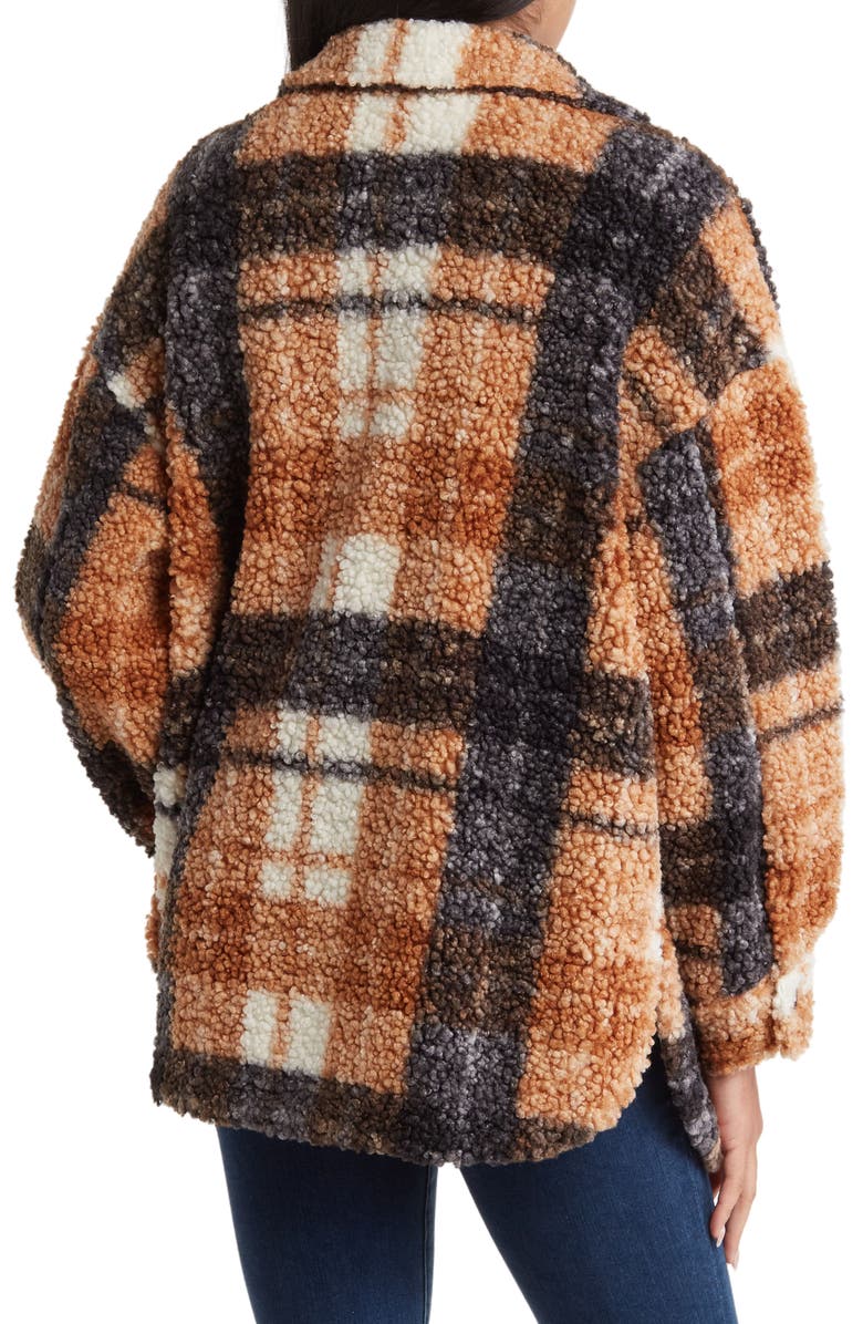 Blu Pepper Faux Shearling Plaid Jacket, Alternate, color,