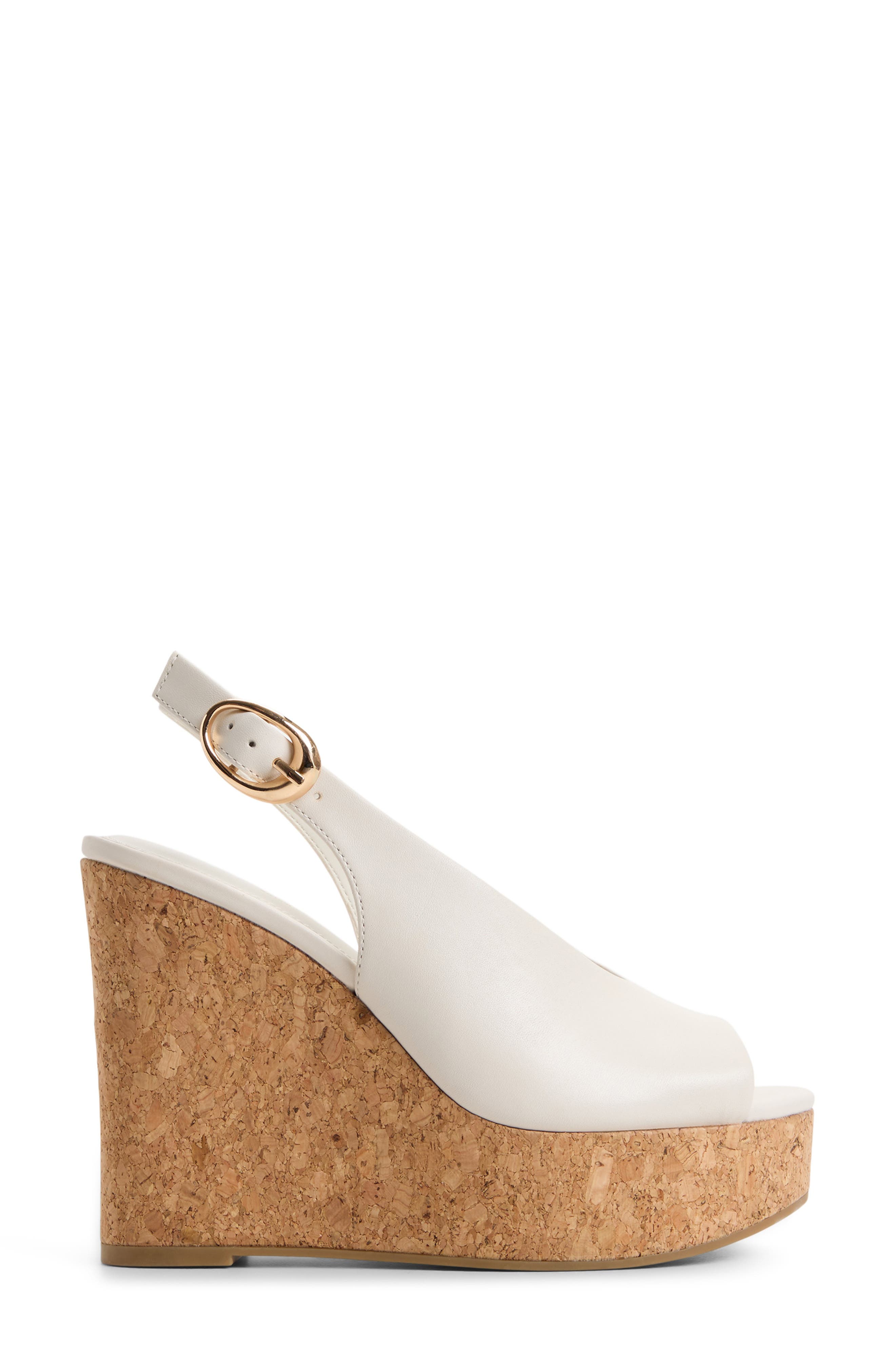ALDO Tatianah Platform Wedge Sandal, Alternate, color, White/ Bone