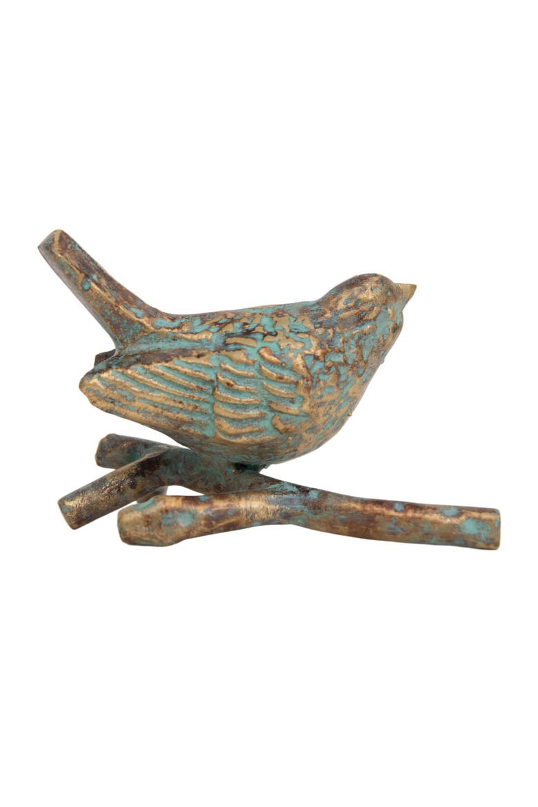 Abeline Cast Iron Antique Decorative Bird Figurine 5.5", Main, color, Blue