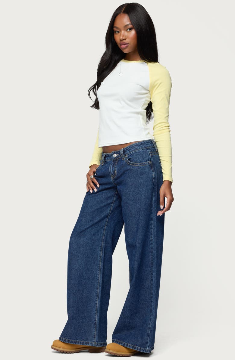 EDIKTED Tommi Raglan Sleeve T-Shirt, Alternate, color, White-And-Yellow