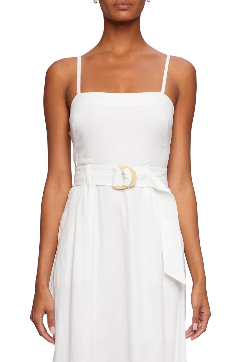 Jonathan Simkhai Standard Skye Belted Washed Linen Blend Midi Dress, Alternate, color, 