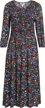 Seasalt Cornwall Meadowsweet Printed Smocked Midi Dress