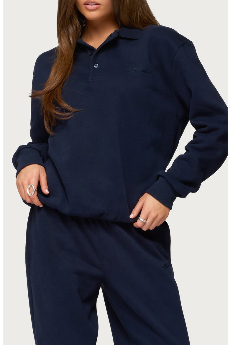 Jayce Oversized Polo Sweatshirt, Main, color, NAVY